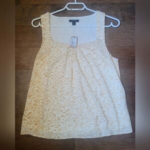 Patterned RW&Co Sleeveless Top - White and Yellow - Size Small